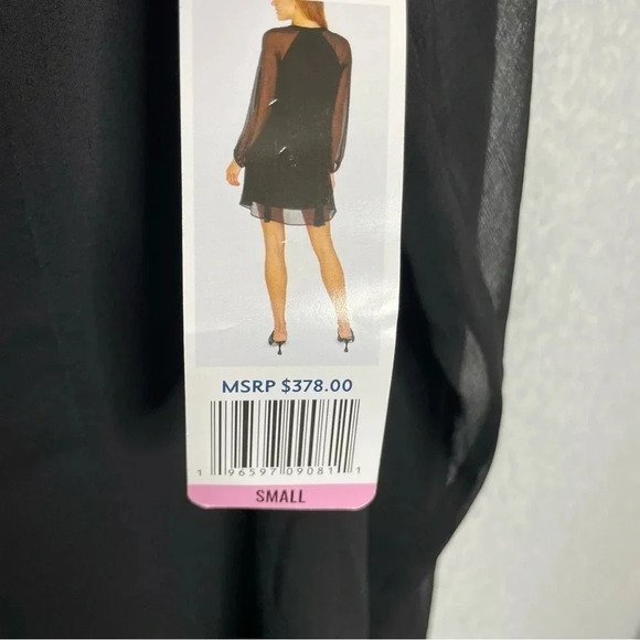 Joie Balloon Illusion Sleeve Whimsigoth Chiffon Witchy Little Black Dress - Picture 8 of 10